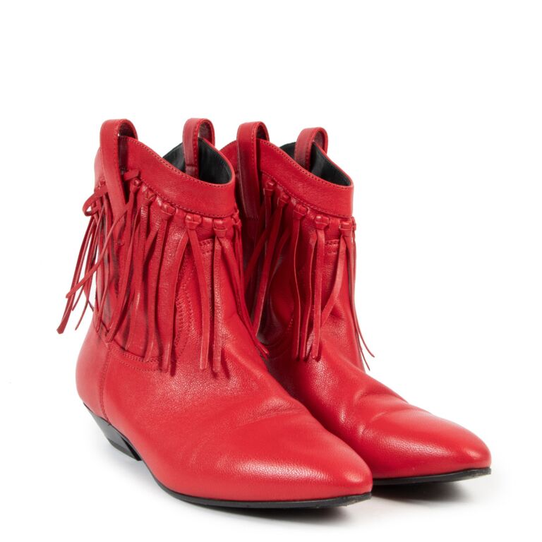 Saint laurent red boots best sale