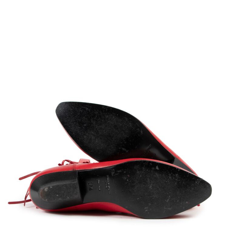 Saint Laurent Red Fringe Ankle Boots size 37.5 Labellov