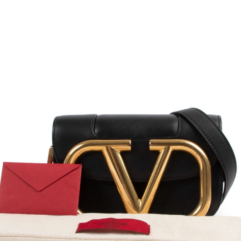 VALENTINO GARAVANI Calfskin Small Supervee Crossbody Bag Black