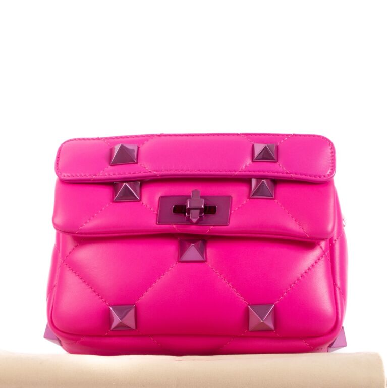 Valentino Pink Small Roman Stud Bag ○ Labellov ○ Buy and Sell Authentic Luxury