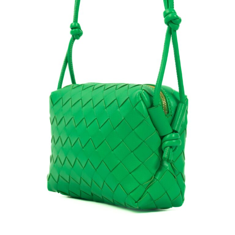 Green Loop mini Intrecciato-leather cross-body bag