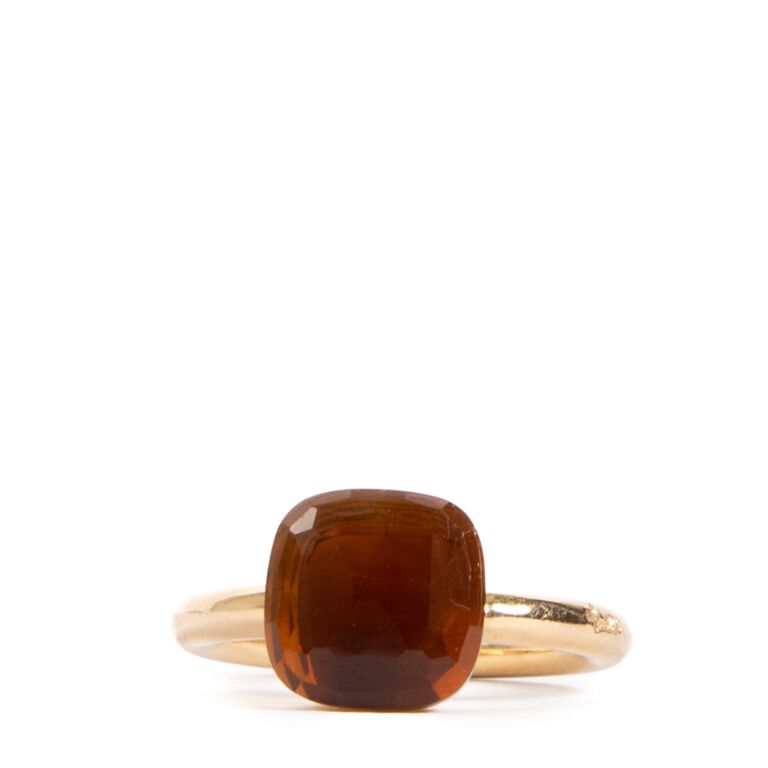 Pomellato Yellow Gold Madera Quartz Nudo Classic Ring Size 54 Labellov Buy and Sell Authentic Luxury
