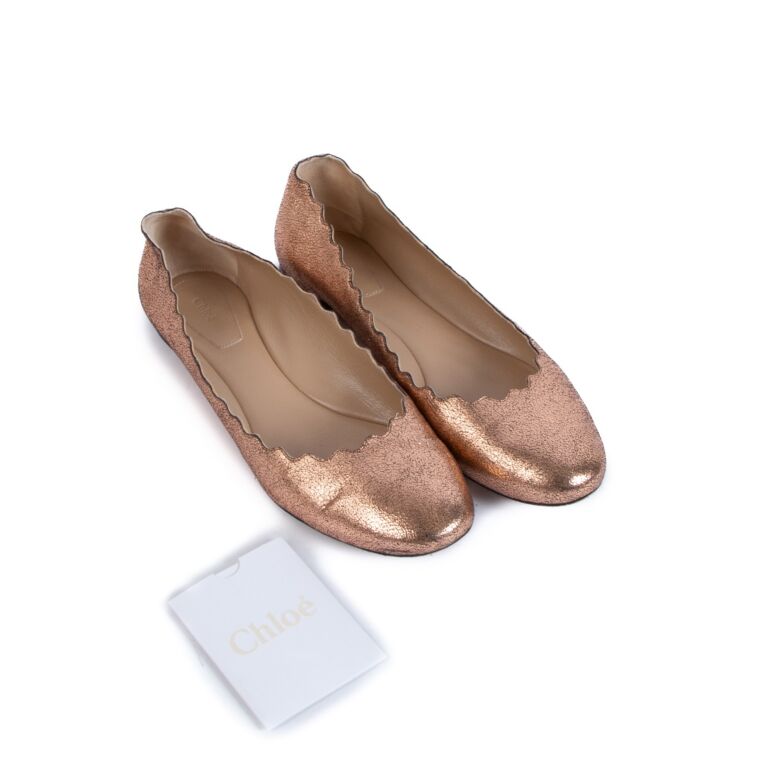 Chloe gold flats clearance