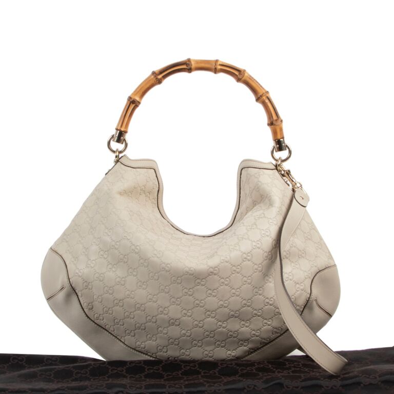 Gucci Ivory Guccissima Peggy Bamboo Bag Labellov Buy and