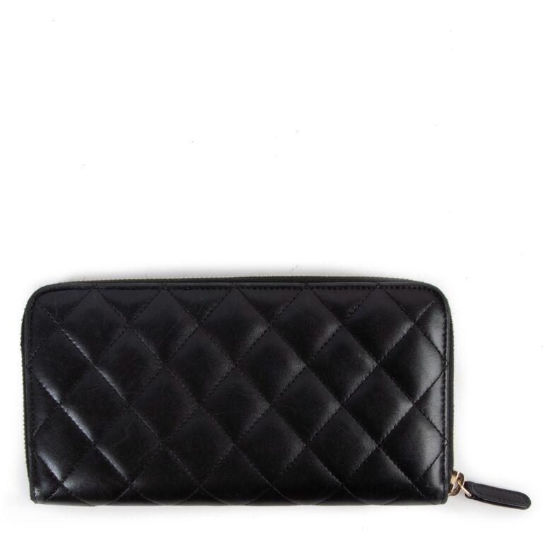 Chanel Black Quilted Lambskin Classic Large Zipper Wallet ○ Labellov ○ Buy  and Sell Authentic Luxury