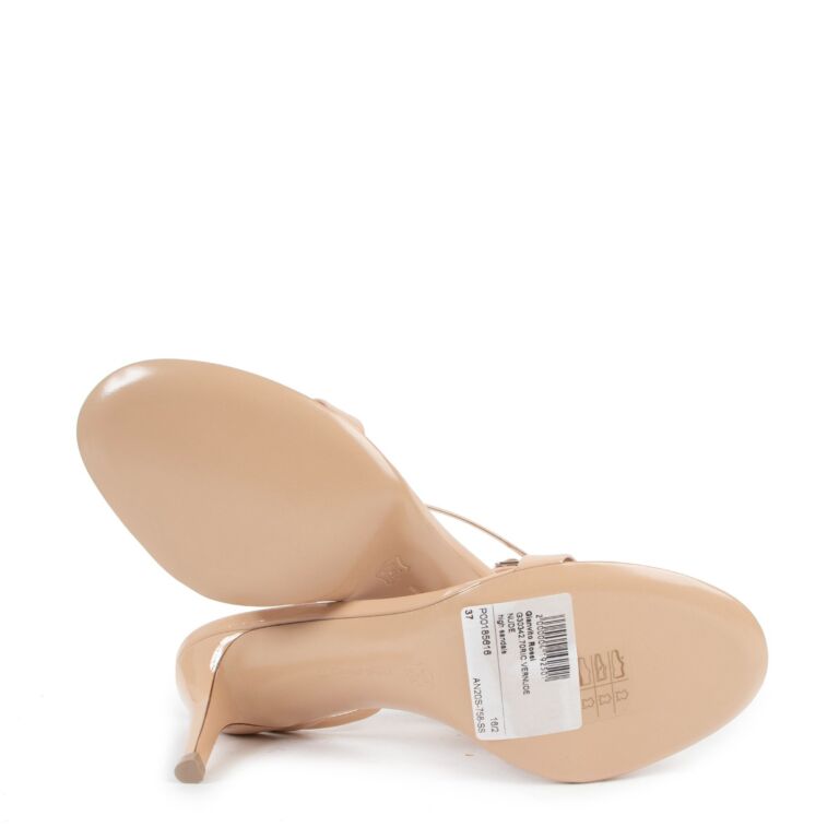 Gianvito Rossi Carlyle 70 Nude Patent Leather Strappy