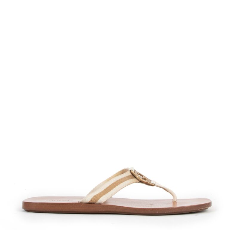 Gucci White GG Web Thong Slides Size 37 Labellov Buy and
