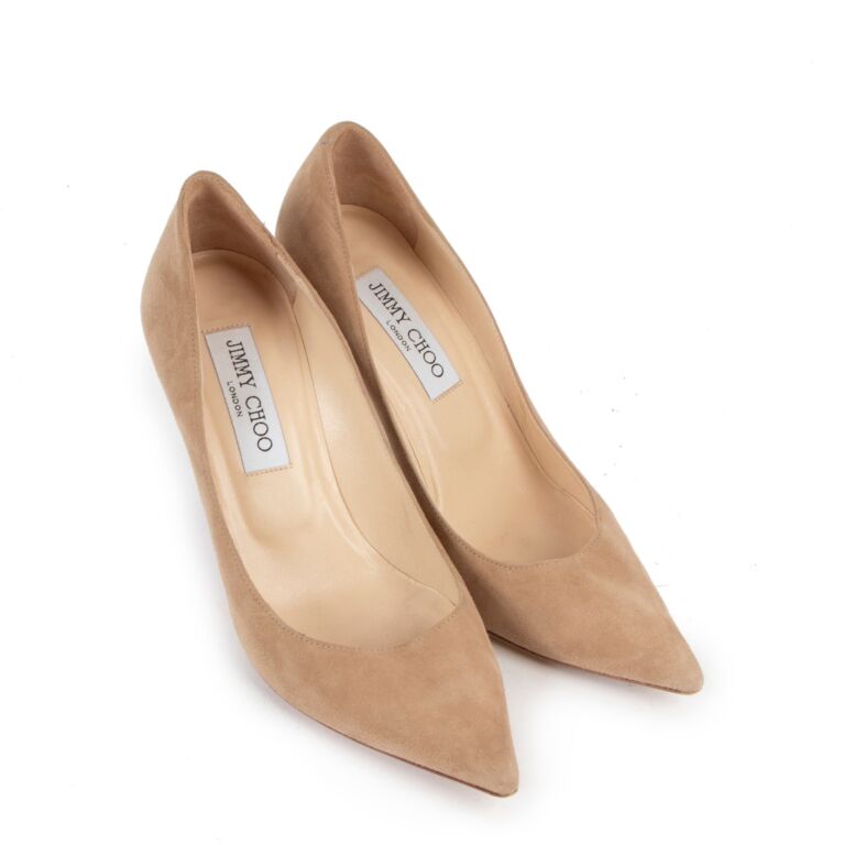 Jimmy Choo Beige Anouk Suede Heels Size 36 5 Labellov Buy and Sell Authentic Luxury