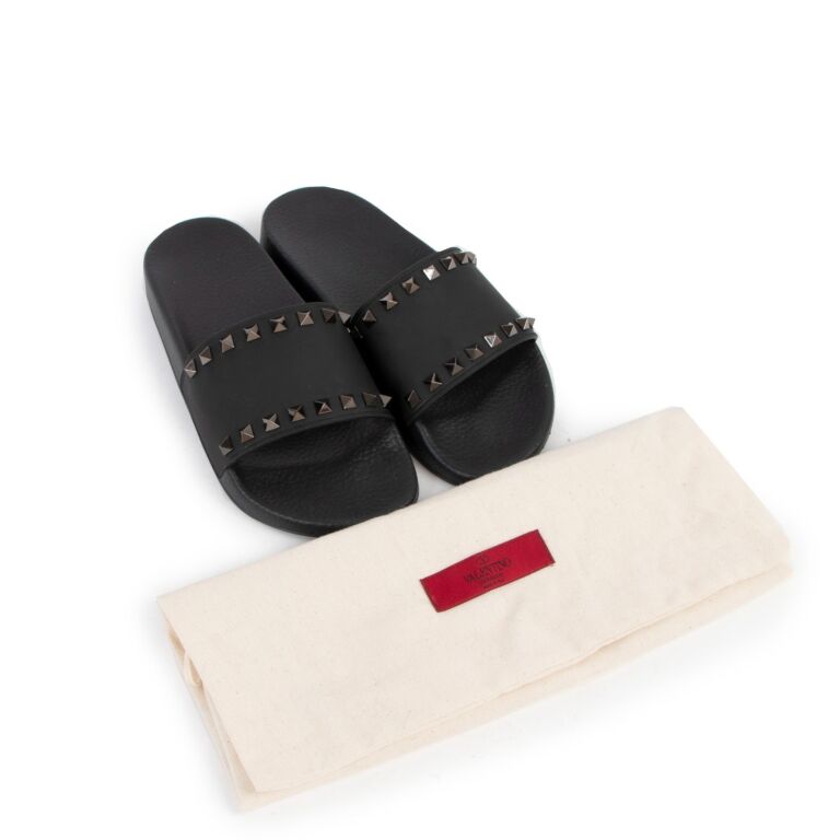 Valentino Garavani Rockstud Rubber Slider Sandals - Size 37