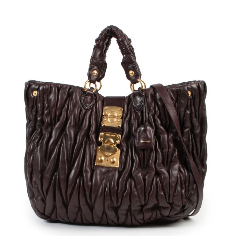 Miu Miu Brown Leather Matelasse Crossbody Bag Labellov Buy