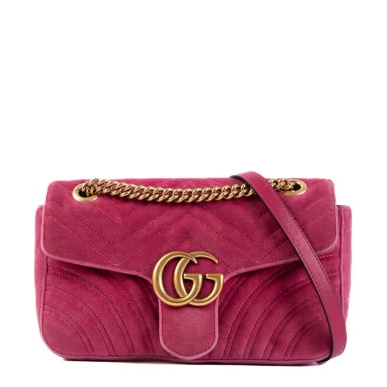 Gucci Pink Velvet GG Small Marmont Crossbody ○ Labellov ○ Buy and Sell  Authentic Luxury