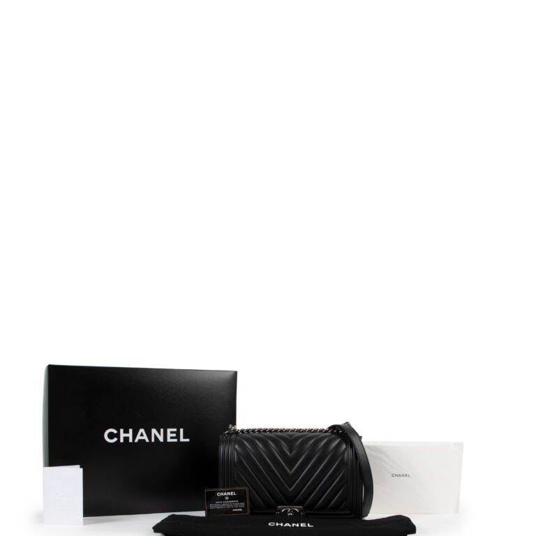 Chanel Black Boy Large Chevron Quilted Calfskin Bag ○ Labellov