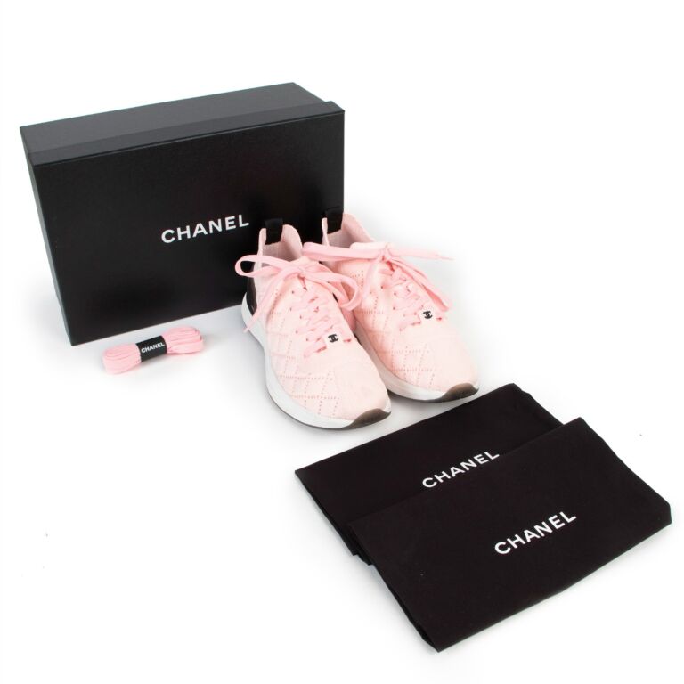 Chanel Pink Mixed Fiber Quilted Sneakers - Size 41