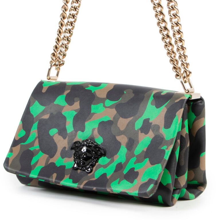 Versace Green Camouflage Palazzo Empire Crossbody Bag Labellov