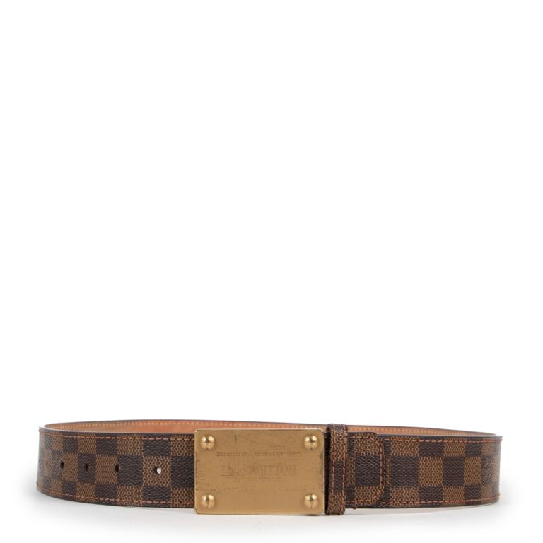 Louis Vuitton Vintage - Damier Ebene Inventeur Belt - Brown Gold