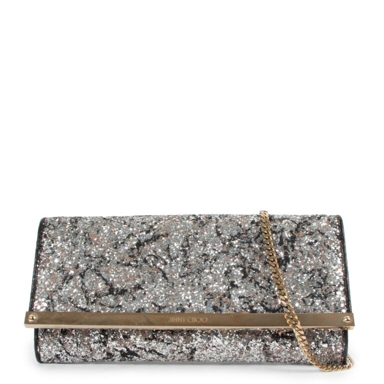 Jimmy choo store milla glitter clutch