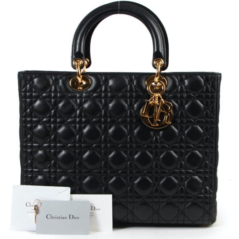 ★関税送料込 CHRISTIAN DIOR★ヴィンテージ LADY DIOR バッグ Christian Dior Black Patent Leather Large Lady Dior Bag