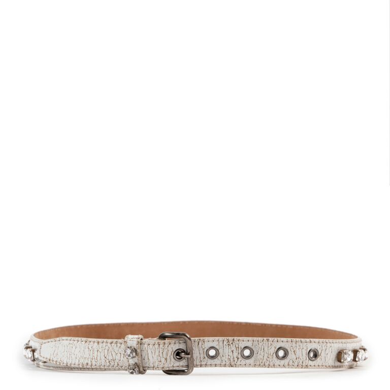 Miu Miu White Stone Embellished Belt - Size 85 ○ Labellov ○ Buy