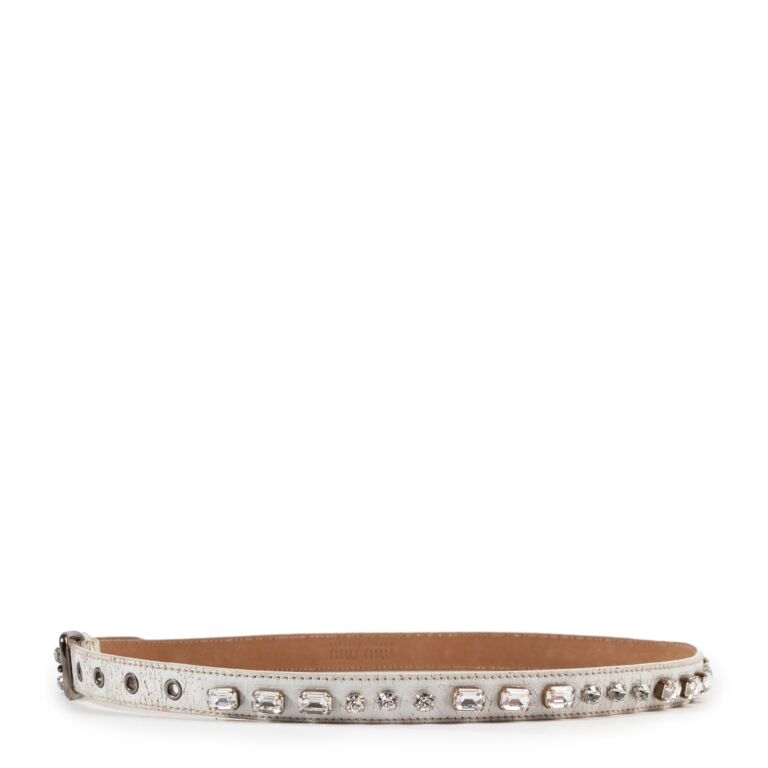 Miu Miu White Stone Embellished Belt - Size 85 ○ Labellov ○ Buy