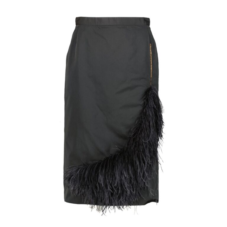 Dries Van Noten Black Feather Skirt - Size S ○ Labellov