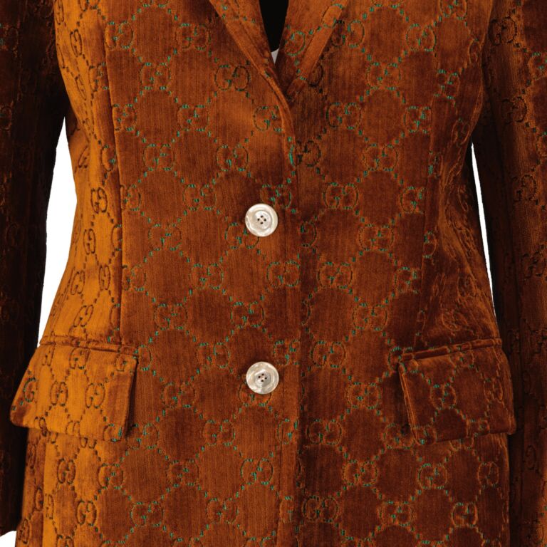 Gucci Brown GG Velvet Blazer Labellov Buy and Sell Authentic