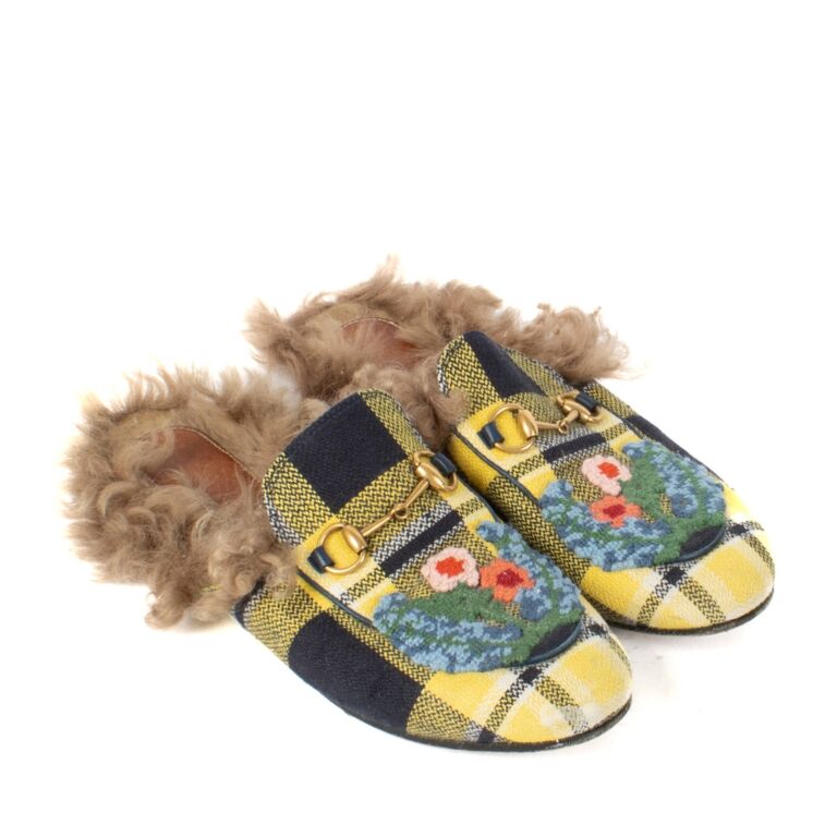 Yellow gucci princetown cheap
