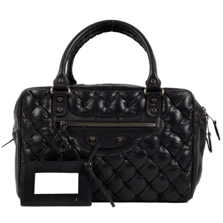 Balenciaga Blue Leather Quilted Plombe Handbag Labellov Buy