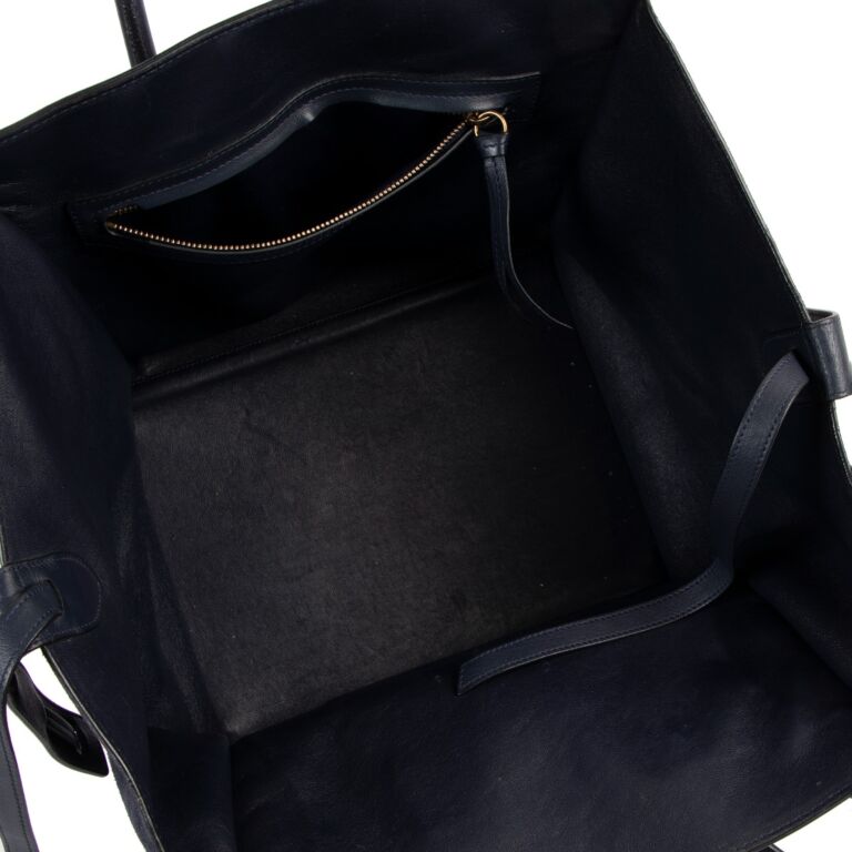 Celine Blue Medium Luggage Phantom Suede Tote Bag Labellov