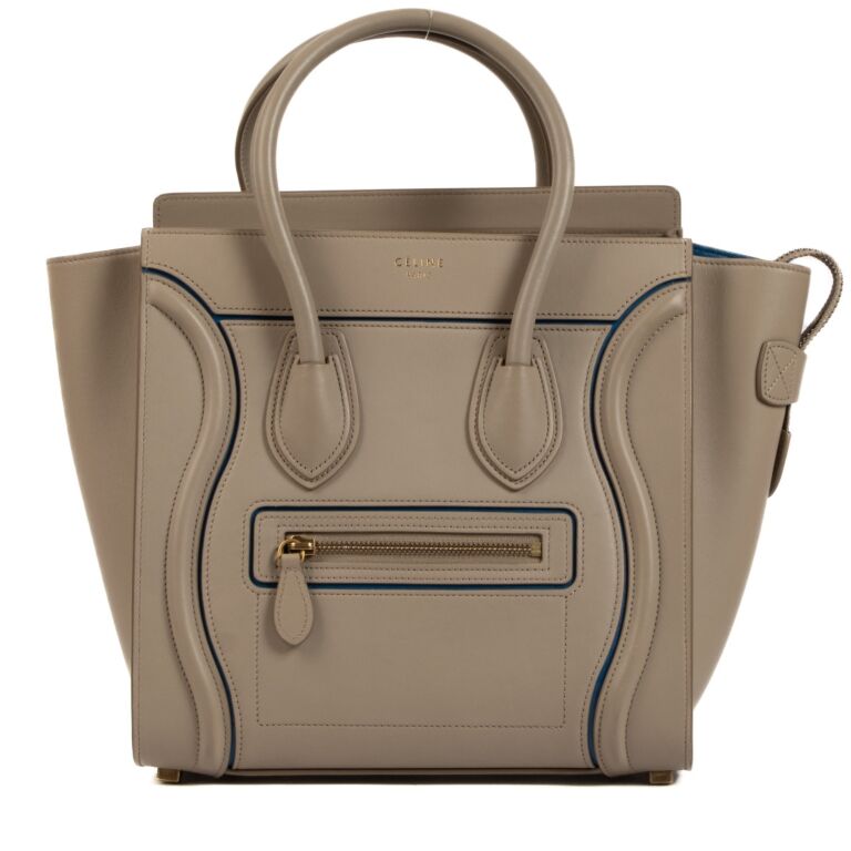 Celine Light Taupe Calfskin Micro Luggage Top Handle Labellov
