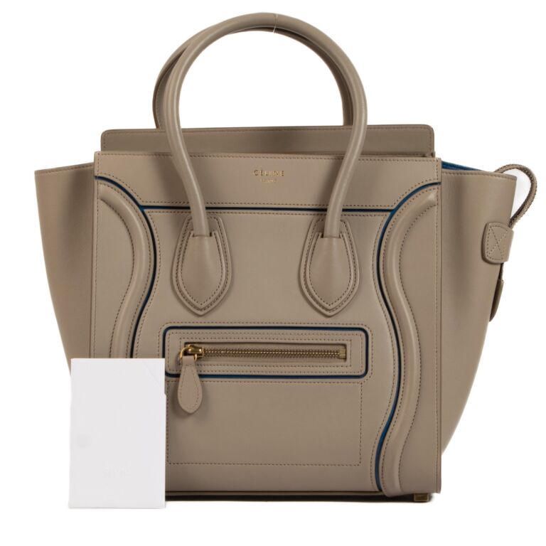 Celine Light Taupe Calfskin Micro Luggage Top Handle Labellov