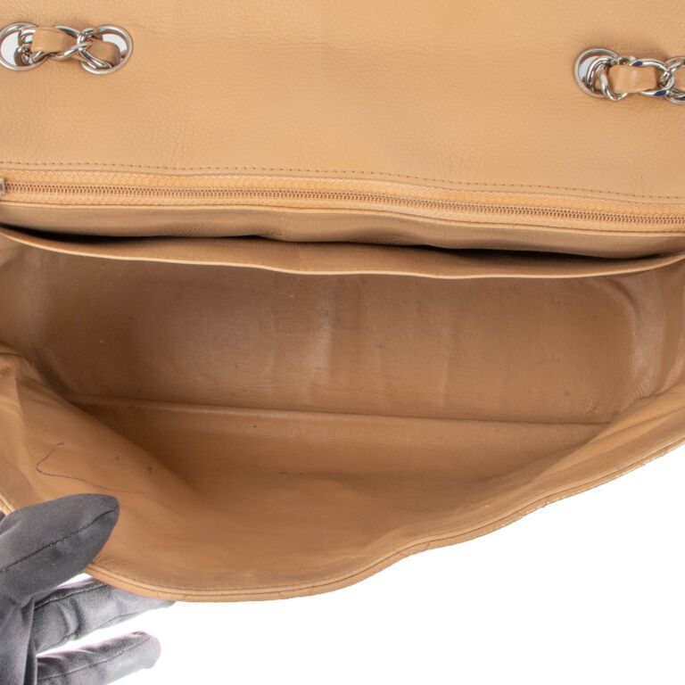 Chanel Beige Caviar Leather Large Classic Flap Bag ○ Labellov