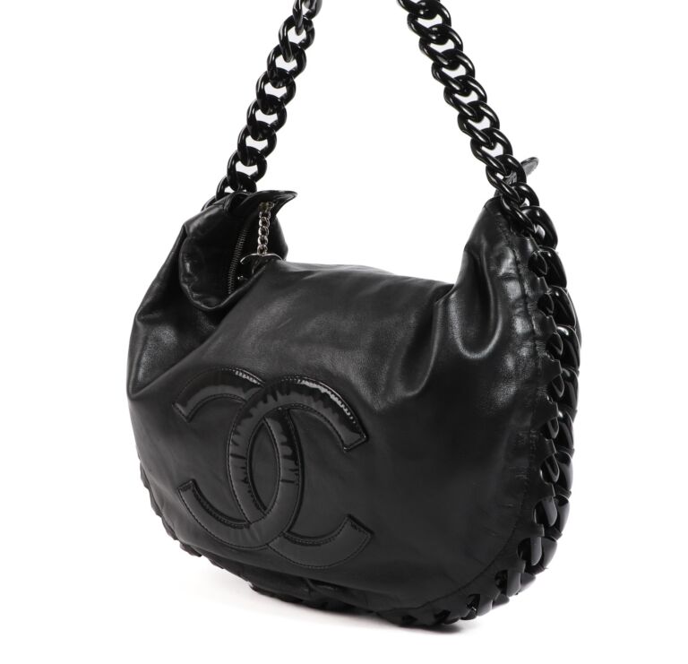 Chanel CC Black Soft Leather Modern Chain Hobo Bag 2007