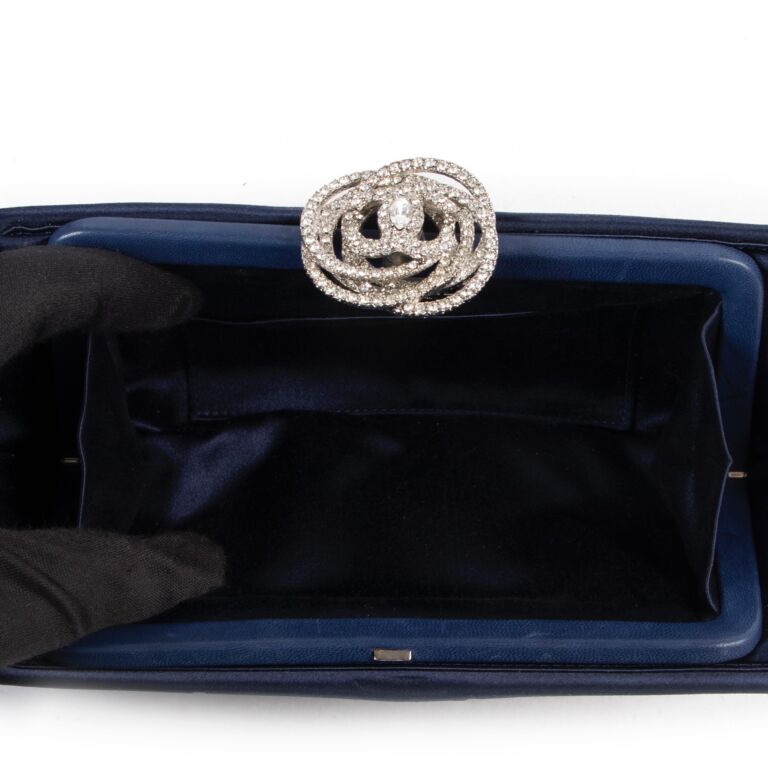 Chanel Blue Crystal Camelia Clutch Labellov Buy and Sell Authentic Luxury