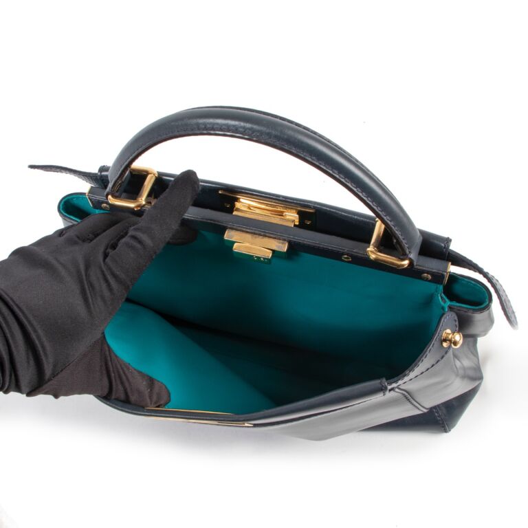 Fendi Blue and Turquoise Leather Peekaboo Bag Labellov Buy