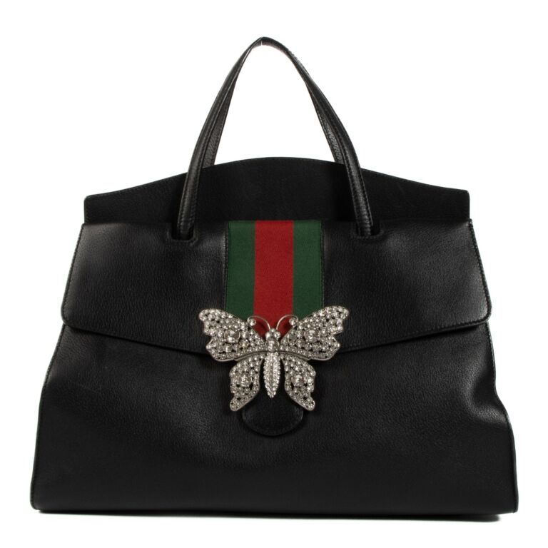 Gucci Black Crystal Butterfly Large Totem Bag Labellov Buy