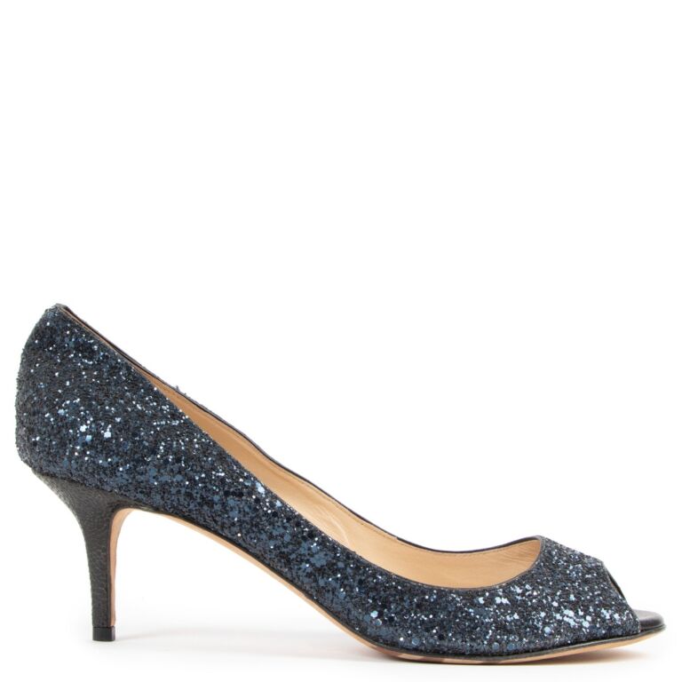 Glitter peep cheap toe pumps