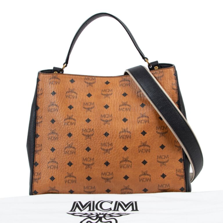 Mcm Signature Monogram Cogna Travel Leather Shoulder Bag MC-0829N-0005