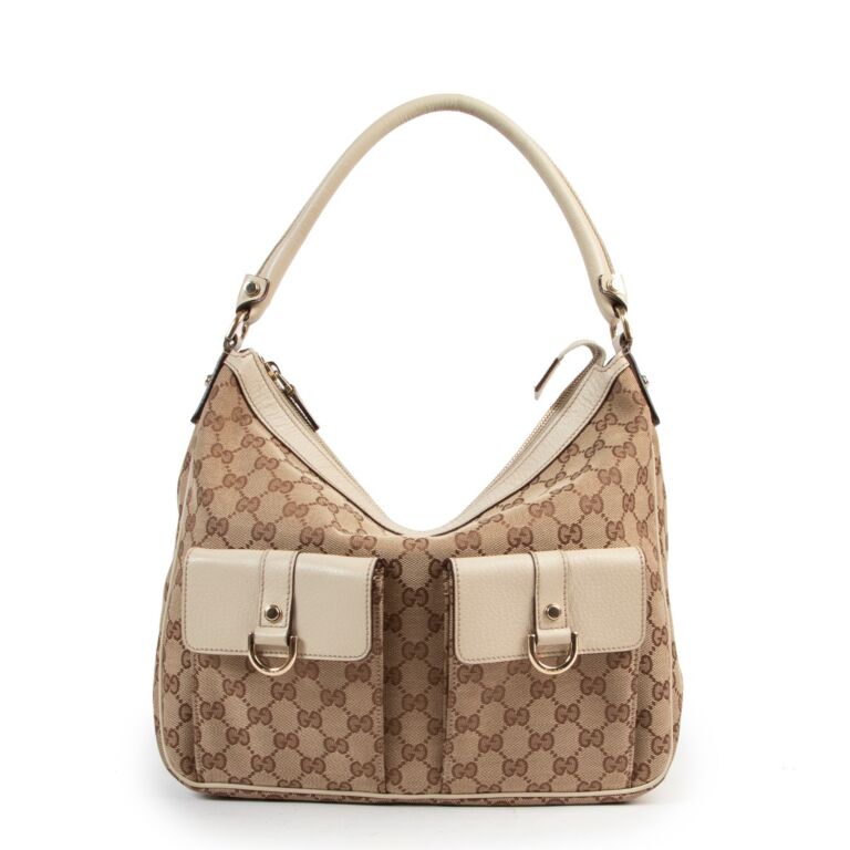 Gucci GG Monogram Canvas Abbey Pocket Shoulder Bag Labellov