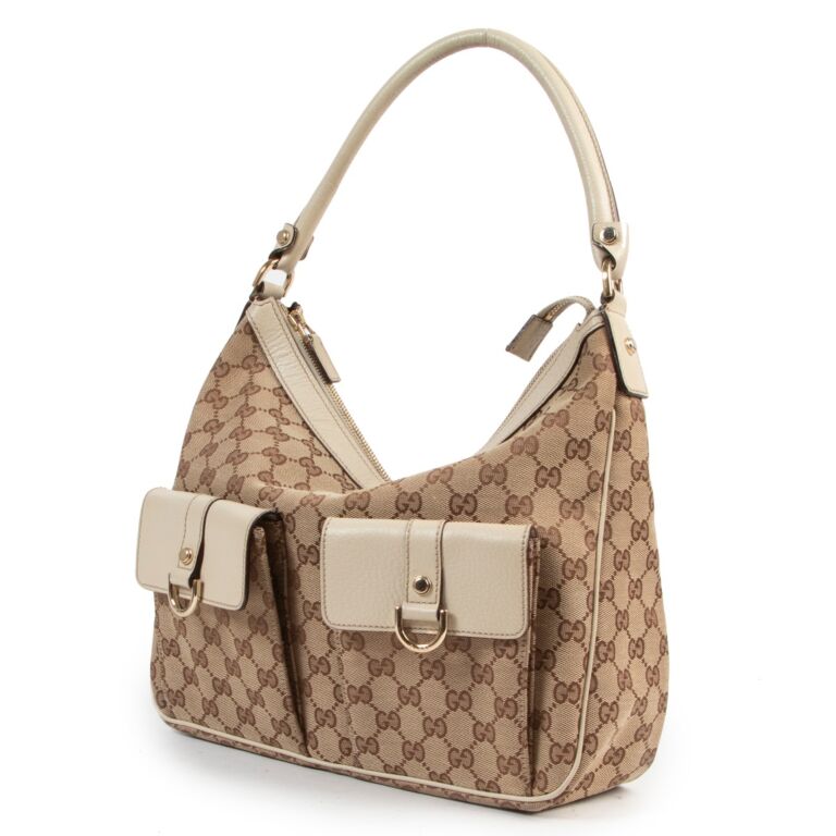 Gucci GG Monogram Canvas Abbey Pocket Shoulder Bag Labellov