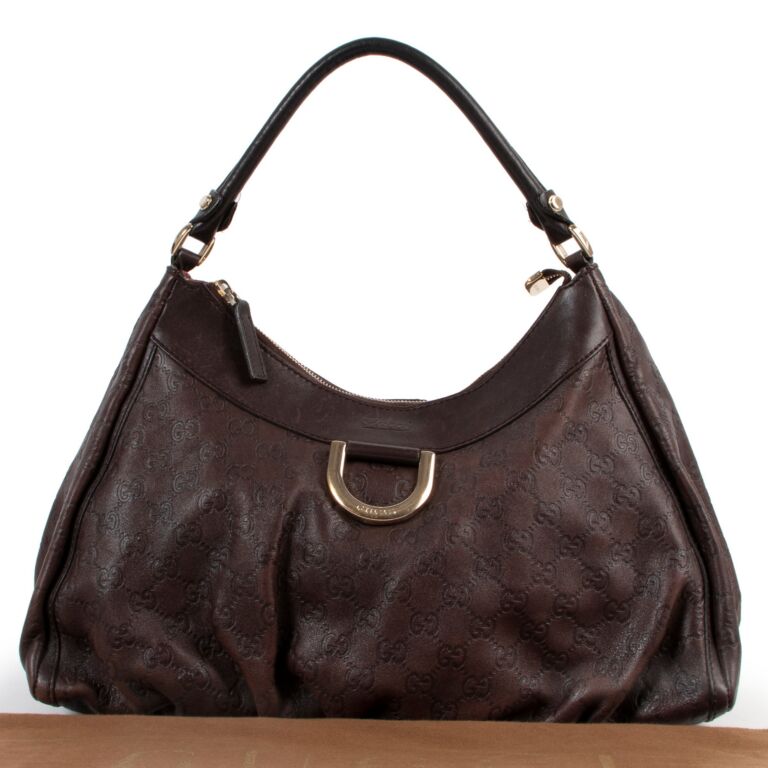 gucci brown leather hobo bag