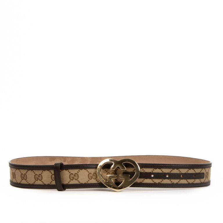 Gucci GG Canvas Heart Buckle Belt Size 85 Labellov Buy and