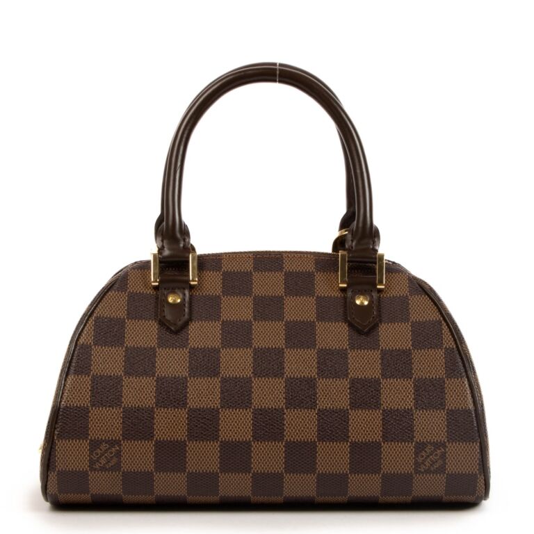 Authentic Louis Vuitton Alma Damier Ebene Shoulder Bag BB Brown Canvas