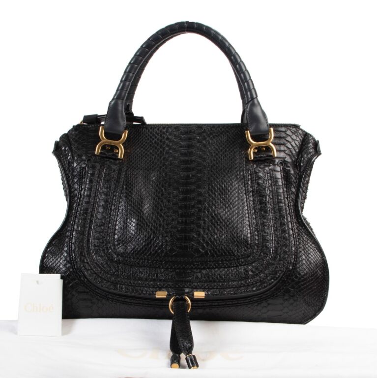 Chlo Black Python Marcie Shoulder Bag Labellov Buy and Sell