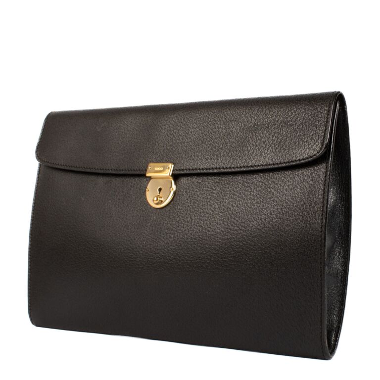Gucci Black Leather Portfolio Clutch Labellov Buy and Sell Authentic Luxury