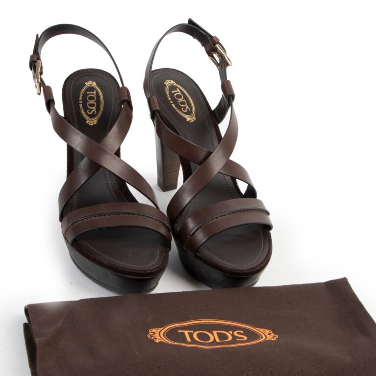 Tods Brown High Heeled Sandals size 37 Labellov Buy and Sell Authentic Luxury