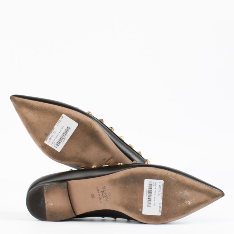 Valentino Garavani Black Studded Ballerina Flats - size 38