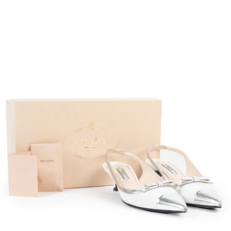 PRADA ヒール　38サイズ Prada White and Silver Heels - Size 38 ○ Labellov ○ Buy
