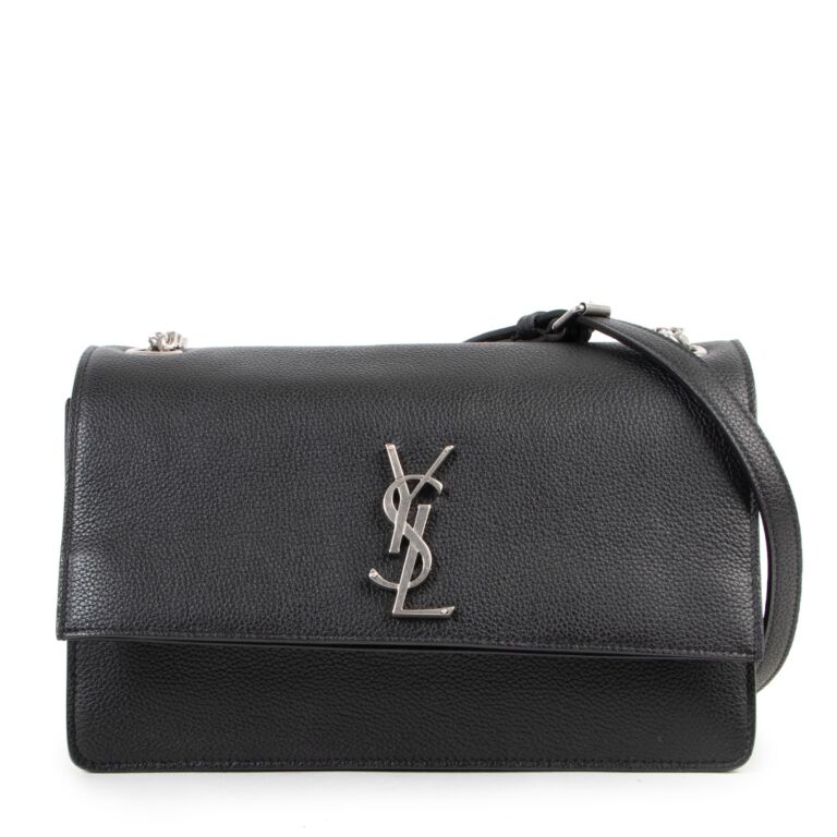 Saint Laurent Black Leather Sunset Crossbody Bag Labellov