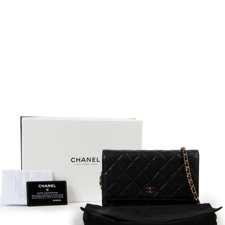 chanel wallet on chain caviar leather