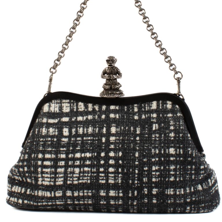 今だけの限定セール Grey Re-Edition 1925 Prada Tweed Clutch Chain Closure Monkey バッグ